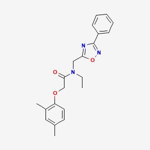 molecular formula C21H23N3O3 B5692829 2-(2,4-dimethylphenoxy)-N-ethyl-N-[(3-phenyl-1,2,4-oxadiazol-5-yl)methyl]acetamide 