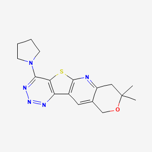 5,5-dimethyl-15-pyrrolidin-1-yl-6-oxa-17-thia-2,12,13,14-tetrazatetracyclo[8.7.0.03,8.011,16]heptadeca-1(10),2,8,11(16),12,14-hexaene