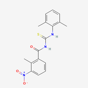 molecular formula C17H17N3O3S B5692939 N-{[(2,6-dimethylphenyl)amino]carbonothioyl}-2-methyl-3-nitrobenzamide 