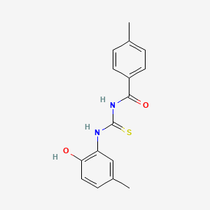 molecular formula C16H16N2O2S B5693091 N-{[(2-hydroxy-5-methylphenyl)amino]carbonothioyl}-4-methylbenzamide 