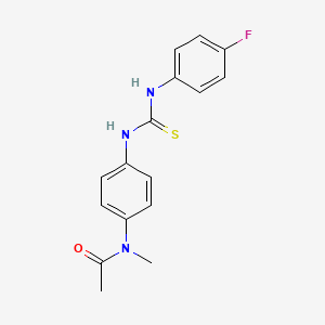 molecular formula C16H16FN3OS B5693234 N-[4-({[(4-fluorophenyl)amino]carbonothioyl}amino)phenyl]-N-methylacetamide 