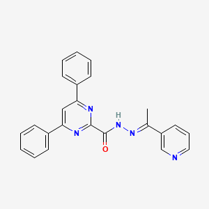 molecular formula C24H19N5O B5693245 4,6-diphenyl-N'-[1-(3-pyridinyl)ethylidene]-2-pyrimidinecarbohydrazide 