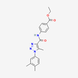 molecular formula C21H22N4O3 B5693319 ethyl 4-({[1-(3,4-dimethylphenyl)-5-methyl-1H-1,2,3-triazol-4-yl]carbonyl}amino)benzoate 