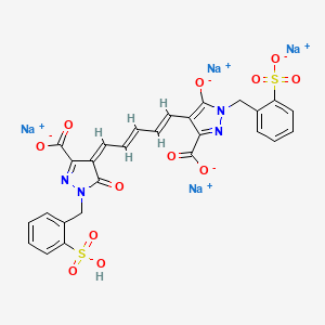 molecular formula C27H18N4Na4O12S2 B569337 tetrasodium;4-[(1E,3E,5Z)-5-[3-carboxylato-5-oxo-1-[(2-sulfophenyl)methyl]pyrazol-4-ylidene]penta-1,3-dienyl]-5-oxido-1-[(2-sulfonatophenyl)methyl]pyrazole-3-carboxylate CAS No. 118131-65-0