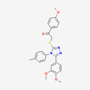 molecular formula C26H25N3O4S B5693439 2-{[5-(3,4-dimethoxyphenyl)-4-(4-methylphenyl)-4H-1,2,4-triazol-3-yl]thio}-1-(4-methoxyphenyl)ethanone 