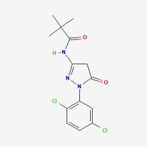 molecular formula C14H15Cl2N3O2 B569362 N-[1-(2,5-Dichlorophenyl)-5-oxo-4,5-dihydro-1H-pyrazol-3-yl]-2,2-dimethylpropanamide CAS No. 111672-81-2