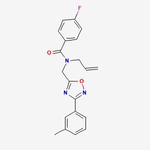 molecular formula C20H18FN3O2 B5693625 N-allyl-4-fluoro-N-{[3-(3-methylphenyl)-1,2,4-oxadiazol-5-yl]methyl}benzamide 