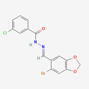 molecular formula C15H10BrClN2O3 B5693650 N'-[(6-bromo-1,3-benzodioxol-5-yl)methylene]-3-chlorobenzohydrazide 
