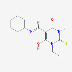 molecular formula C13H19N3O2S B5693724 5-[(cyclohexylamino)methylene]-1-ethyl-2-thioxodihydro-4,6(1H,5H)-pyrimidinedione 