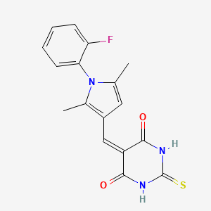 molecular formula C17H14FN3O2S B5693890 5-{[1-(2-fluorophenyl)-2,5-dimethyl-1H-pyrrol-3-yl]methylene}-2-thioxodihydro-4,6(1H,5H)-pyrimidinedione 