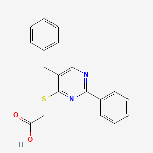 molecular formula C20H18N2O2S B5693907 [(5-benzyl-6-methyl-2-phenyl-4-pyrimidinyl)thio]acetic acid 