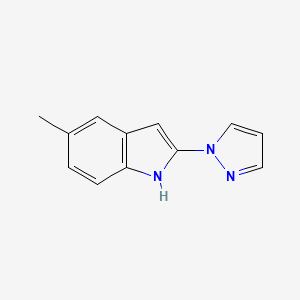 molecular formula C12H11N3 B569391 5-甲基-2-吡唑-1-基-1H-吲哚 CAS No. 1256246-38-4