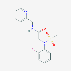 molecular formula C15H16FN3O3S B5694145 N~2~-(2-fluorophenyl)-N~2~-(methylsulfonyl)-N~1~-(2-pyridinylmethyl)glycinamide 