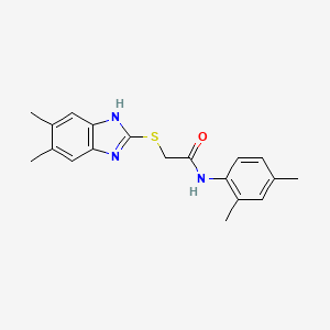 molecular formula C19H21N3OS B5694203 2-[(5,6-dimethyl-1H-benzimidazol-2-yl)thio]-N-(2,4-dimethylphenyl)acetamide 