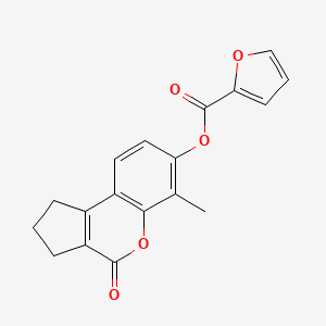 molecular formula C18H14O5 B5694208 6-methyl-4-oxo-1,2,3,4-tetrahydrocyclopenta[c]chromen-7-yl 2-furoate 