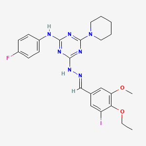 4-ethoxy-3-iodo-5-methoxybenzaldehyde [4-[(4-fluorophenyl)amino]-6-(1-piperidinyl)-1,3,5-triazin-2-yl]hydrazone