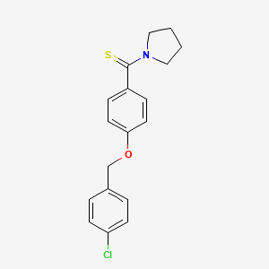 molecular formula C18H18ClNOS B5694322 1-({4-[(4-chlorobenzyl)oxy]phenyl}carbonothioyl)pyrrolidine 