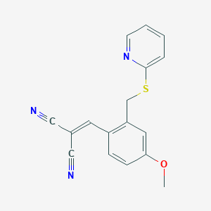 molecular formula C17H13N3OS B5694415 {4-methoxy-2-[(2-pyridinylthio)methyl]benzylidene}malononitrile 
