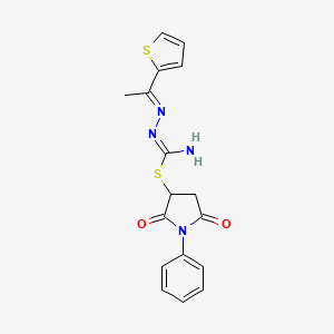 molecular formula C17H16N4O2S2 B5694430 2,5-dioxo-1-phenyl-3-pyrrolidinyl 2-[1-(2-thienyl)ethylidene]hydrazinecarbimidothioate 