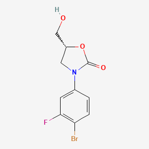 molecular formula C10H9BrFNO3 B569452 （R）-3-(4-溴-3-氟苯基)-5-(羟甲基)恶唑烷-2-酮 CAS No. 444335-16-4