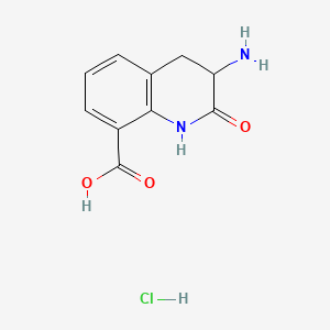molecular formula C10H11ClN2O3 B569463 3-Amino-1,2,3,4-tetrahydro-2-oxo-8-quinolinecarboxylic Acid Monohydrochloride CAS No. 113225-48-2
