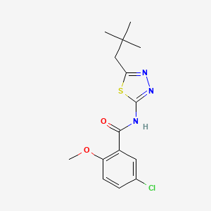 molecular formula C15H18ClN3O2S B5694641 5-chloro-N-[5-(2,2-dimethylpropyl)-1,3,4-thiadiazol-2-yl]-2-methoxybenzamide 