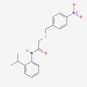molecular formula C18H20N2O3S B5694699 N-(2-isopropylphenyl)-2-[(4-nitrobenzyl)thio]acetamide 