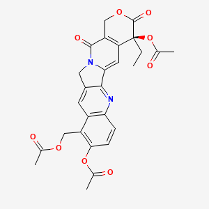 molecular formula C27H24N2O9 B569477 [(19S)-7,19-Diacetyloxy-19-ethyl-14,18-dioxo-17-oxa-3,13-diazapentacyclo[11.8.0.02,11.04,9.015,20]henicosa-1(21),2,4(9),5,7,10,15(20)-heptaen-8-yl]methyl acetate CAS No. 1304788-27-9