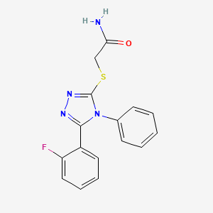 molecular formula C16H13FN4OS B5694890 2-{[5-(2-fluorophenyl)-4-phenyl-4H-1,2,4-triazol-3-yl]thio}acetamide 