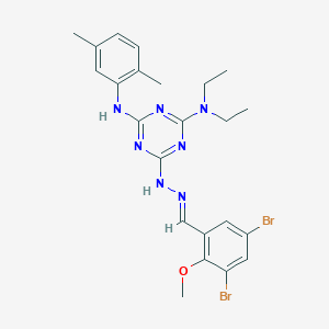 3,5-dibromo-2-methoxybenzaldehyde {4-(diethylamino)-6-[(2,5-dimethylphenyl)amino]-1,3,5-triazin-2-yl}hydrazone