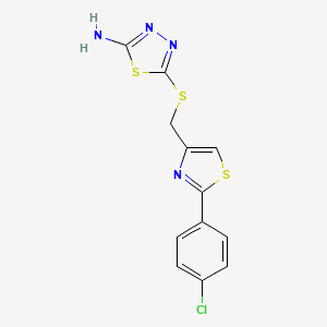 molecular formula C12H9ClN4S3 B5695027 5-({[2-(4-chlorophenyl)-1,3-thiazol-4-yl]methyl}thio)-1,3,4-thiadiazol-2-amine 
