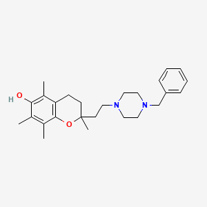 molecular formula C26H36N2O2 B569504 3,4-Dihydro-2,5,7,8-tetramethyl-2-[2-(4-benzyl-1-piperazinyl)ethyl]-2H-1-benzopyran-6-ol CAS No. 114010-34-3