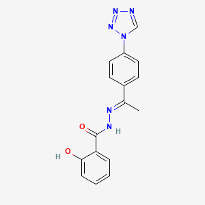 molecular formula C16H14N6O2 B5695074 2-hydroxy-N'-{1-[4-(1H-tetrazol-1-yl)phenyl]ethylidene}benzohydrazide 