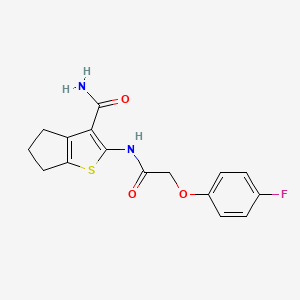 molecular formula C16H15FN2O3S B5695175 2-{[(4-fluorophenoxy)acetyl]amino}-5,6-dihydro-4H-cyclopenta[b]thiophene-3-carboxamide 