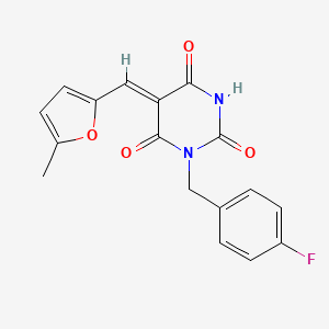 molecular formula C17H13FN2O4 B5695264 1-(4-fluorobenzyl)-5-[(5-methyl-2-furyl)methylene]-2,4,6(1H,3H,5H)-pyrimidinetrione 