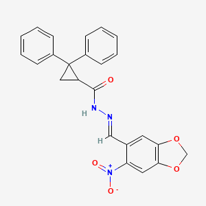 N'-[(6-nitro-1,3-benzodioxol-5-yl)methylene]-2,2-diphenylcyclopropanecarbohydrazide