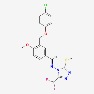 molecular formula C19H17ClF2N4O2S B5695492 N-{3-[(4-chlorophenoxy)methyl]-4-methoxybenzylidene}-3-(difluoromethyl)-5-(methylthio)-4H-1,2,4-triazol-4-amine 