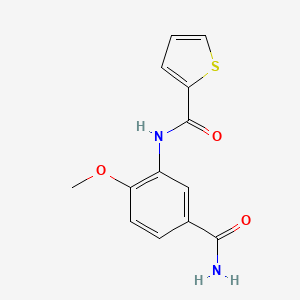 molecular formula C13H12N2O3S B5695499 N-[5-(aminocarbonyl)-2-methoxyphenyl]-2-thiophenecarboxamide 