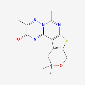 3,6,11,11-tetramethyl-11,12-dihydro-2H,9H-pyrano[4'',3'':4',5']thieno[2',3':4,5]pyrimido[1,6-b][1,2,4]triazin-2-one