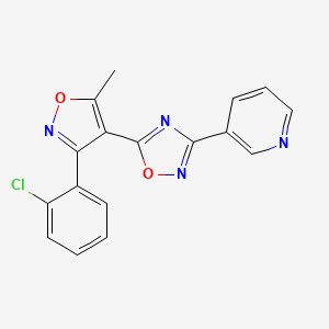 molecular formula C17H11ClN4O2 B5695539 3-{5-[3-(2-chlorophenyl)-5-methyl-4-isoxazolyl]-1,2,4-oxadiazol-3-yl}pyridine 