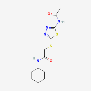 molecular formula C12H18N4O2S2 B5695865 2-{[5-(acetylamino)-1,3,4-thiadiazol-2-yl]thio}-N-cyclohexylacetamide 