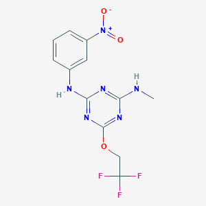 molecular formula C12H11F3N6O3 B5695870 N-methyl-N'-(3-nitrophenyl)-6-(2,2,2-trifluoroethoxy)-1,3,5-triazine-2,4-diamine 