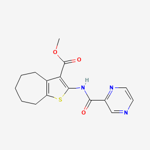 methyl 2-[(2-pyrazinylcarbonyl)amino]-5,6,7,8-tetrahydro-4H-cyclohepta[b]thiophene-3-carboxylate