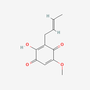 molecular formula C11H12O4 B569590 3-[(E)-but-2-enyl]-2-hydroxy-5-methoxycyclohexa-2,5-diene-1,4-dione CAS No. 116138-71-7