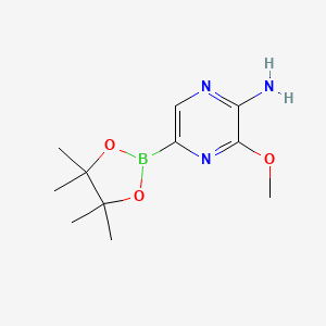 molecular formula C6H9BN2O3 B569596 3-Methoxy-5-(4,4,5,5-tetramethyl-1,3,2-dioxaborolan-2-yl)pyrazin-2-amine CAS No. 1084953-50-3