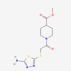 molecular formula C11H16N4O3S2 B5696026 methyl 1-{[(5-amino-1,3,4-thiadiazol-2-yl)thio]acetyl}-4-piperidinecarboxylate 