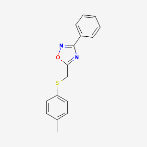 molecular formula C16H14N2OS B5696047 5-{[(4-methylphenyl)thio]methyl}-3-phenyl-1,2,4-oxadiazole 