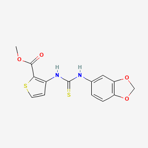 molecular formula C14H12N2O4S2 B5696052 methyl 3-{[(1,3-benzodioxol-5-ylamino)carbonothioyl]amino}-2-thiophenecarboxylate 