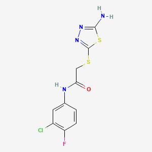 2-[(5-amino-1,3,4-thiadiazol-2-yl)thio]-N-(3-chloro-4-fluorophenyl)acetamide