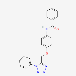 molecular formula C21H17N5O2 B5696181 N-{4-[(1-phenyl-1H-tetrazol-5-yl)methoxy]phenyl}benzamide 